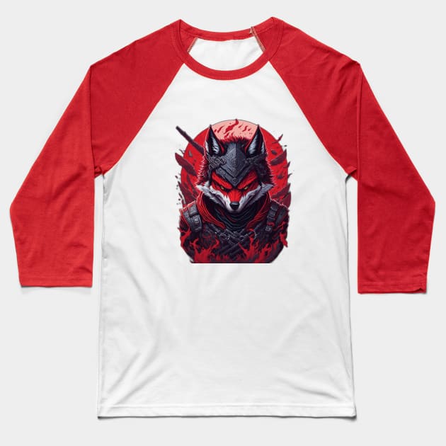 evil ninja wolf face Baseball T-Shirt by Rizstor